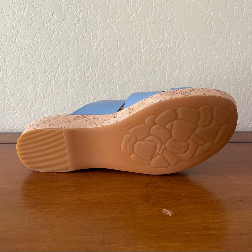 Kork-Ease Womens Menzie Slides Sandals Cork Wedge Heel Blue Leather Size 10M - Picture 4 of 16
